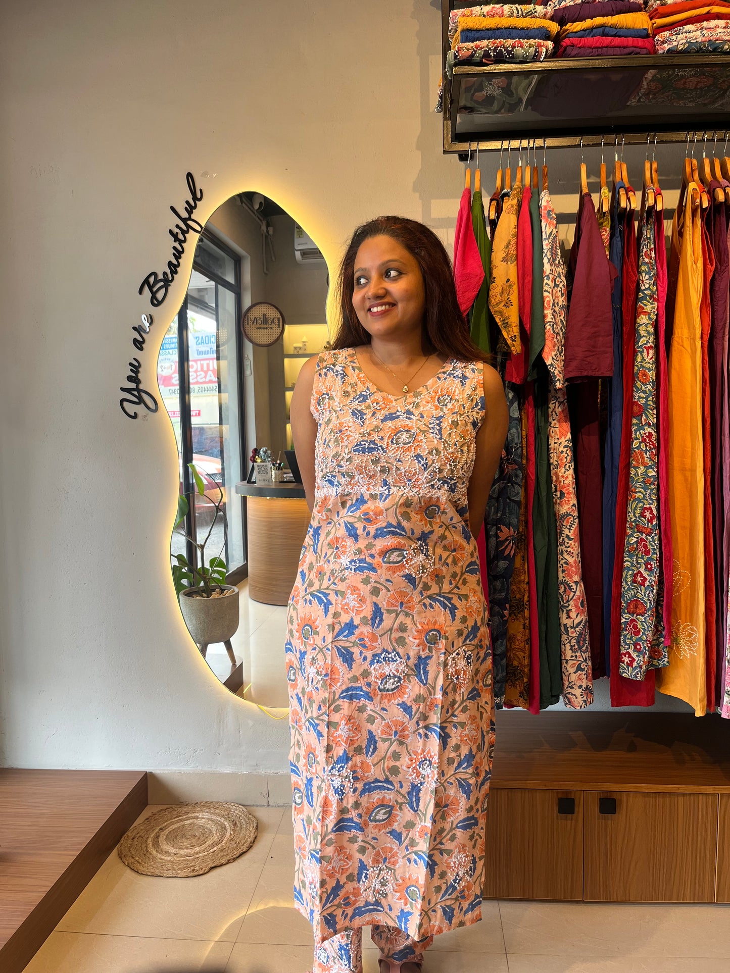 Sleeveless Straight Kurti and pant PRE-ORDER - Rhea