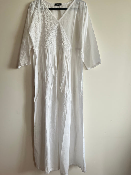 Pleated Angrakha dress - White