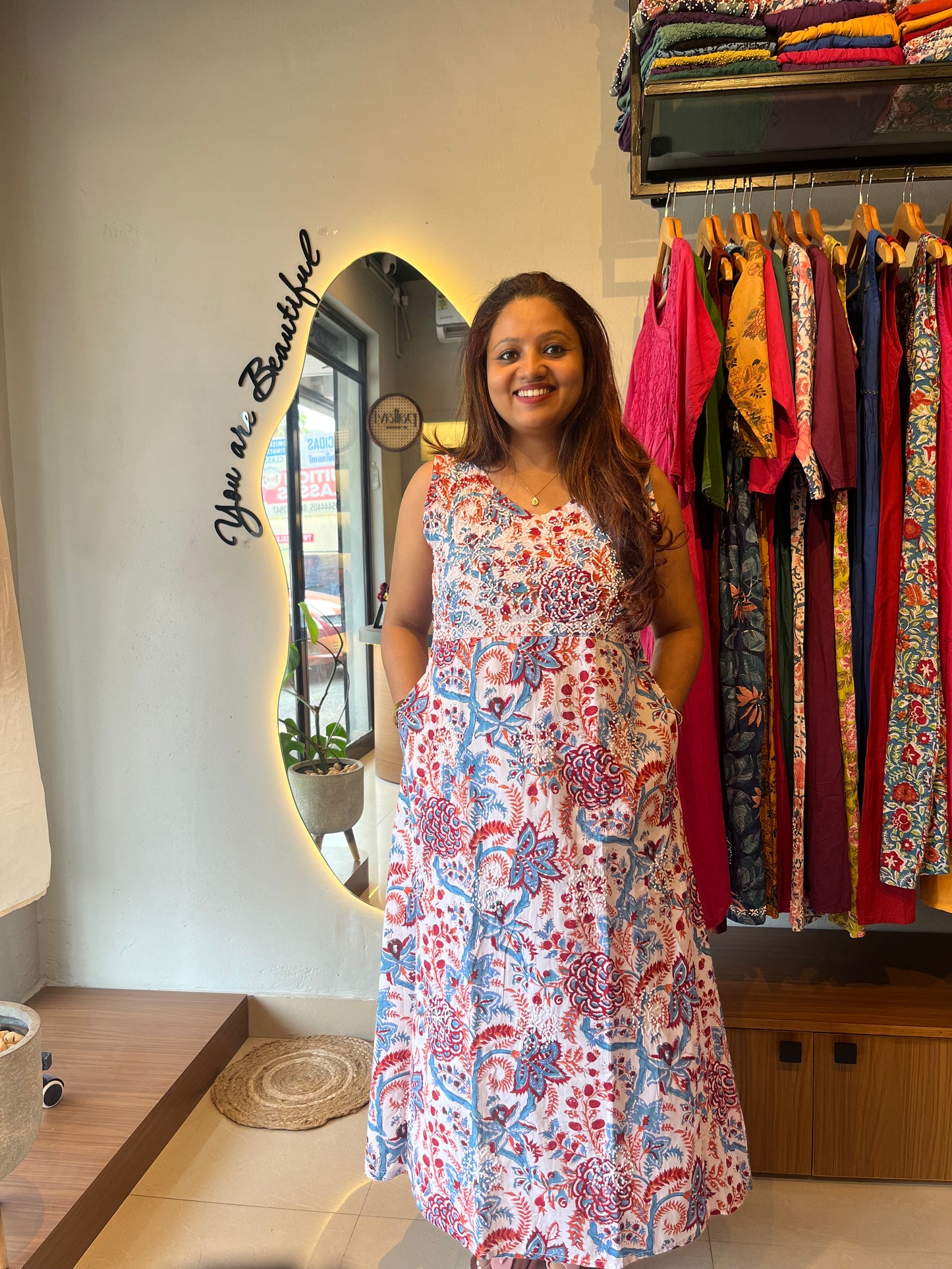 Sleeveless A-line Dress - Rangoli