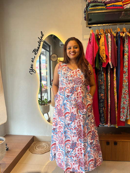Sleeveless A-line Dress - Rangoli