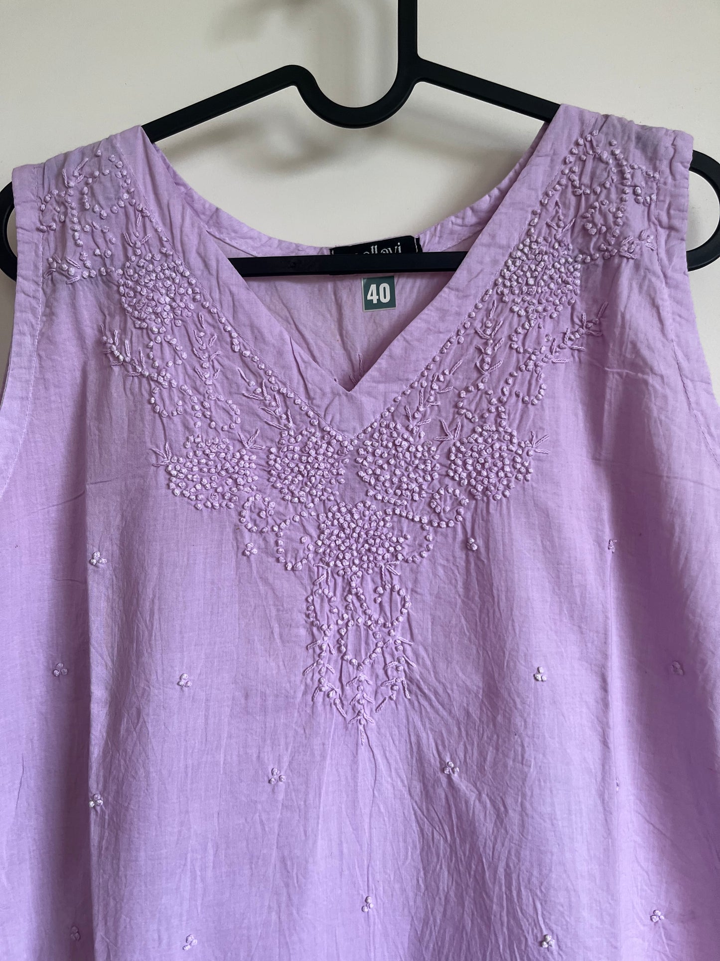 Straight Kurti and pant (Sleeveless) - Light lavender