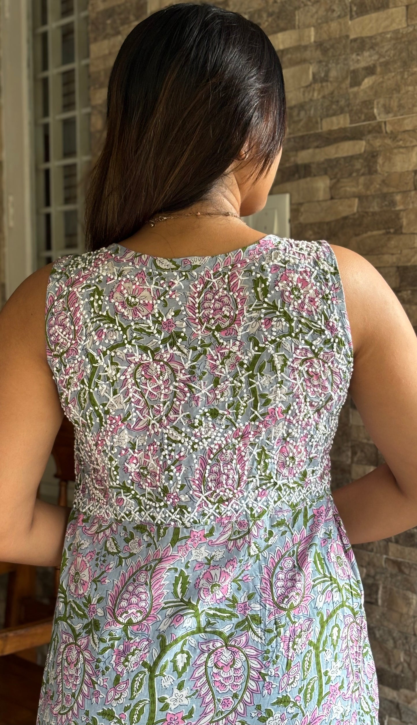 Sleeveless Aliya cut dress (with work on front and back) and pant PRE-ORDER - Sitara