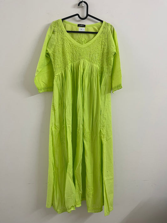 Aliya Cut Dress - Light Neon Green
