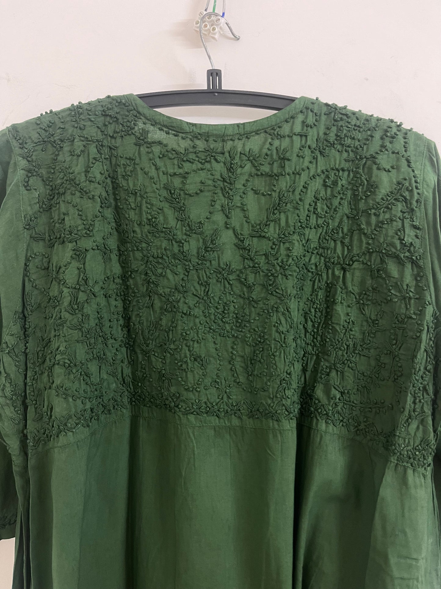 Aliya Cut Kurti/Dress -Seaweed green (with work on front and back)