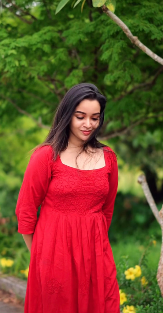 Pleated dress - Red