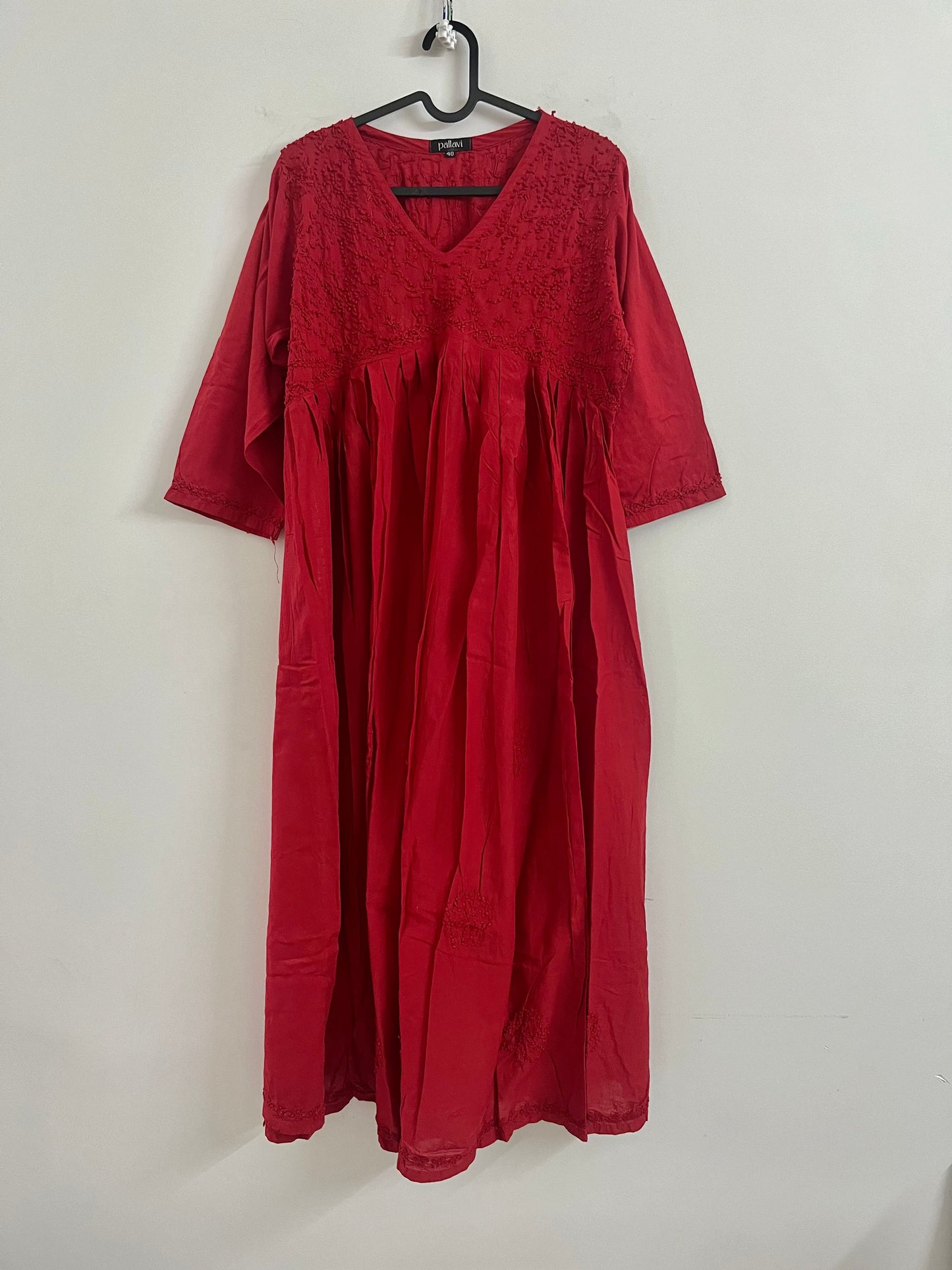 Aliya Cut Kurti/Dress -Red (with work on front and back)