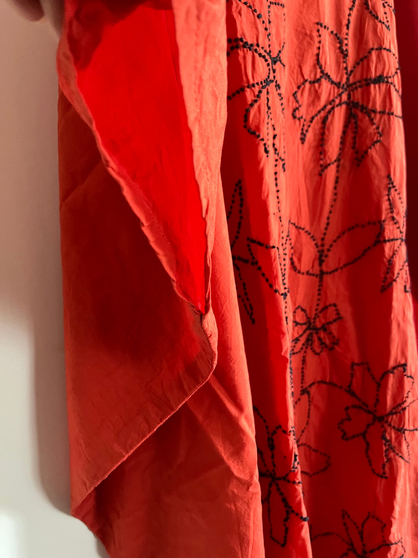 Kaftan top and pant PRE-ORDER - Black knots on Dark Rust Orange
