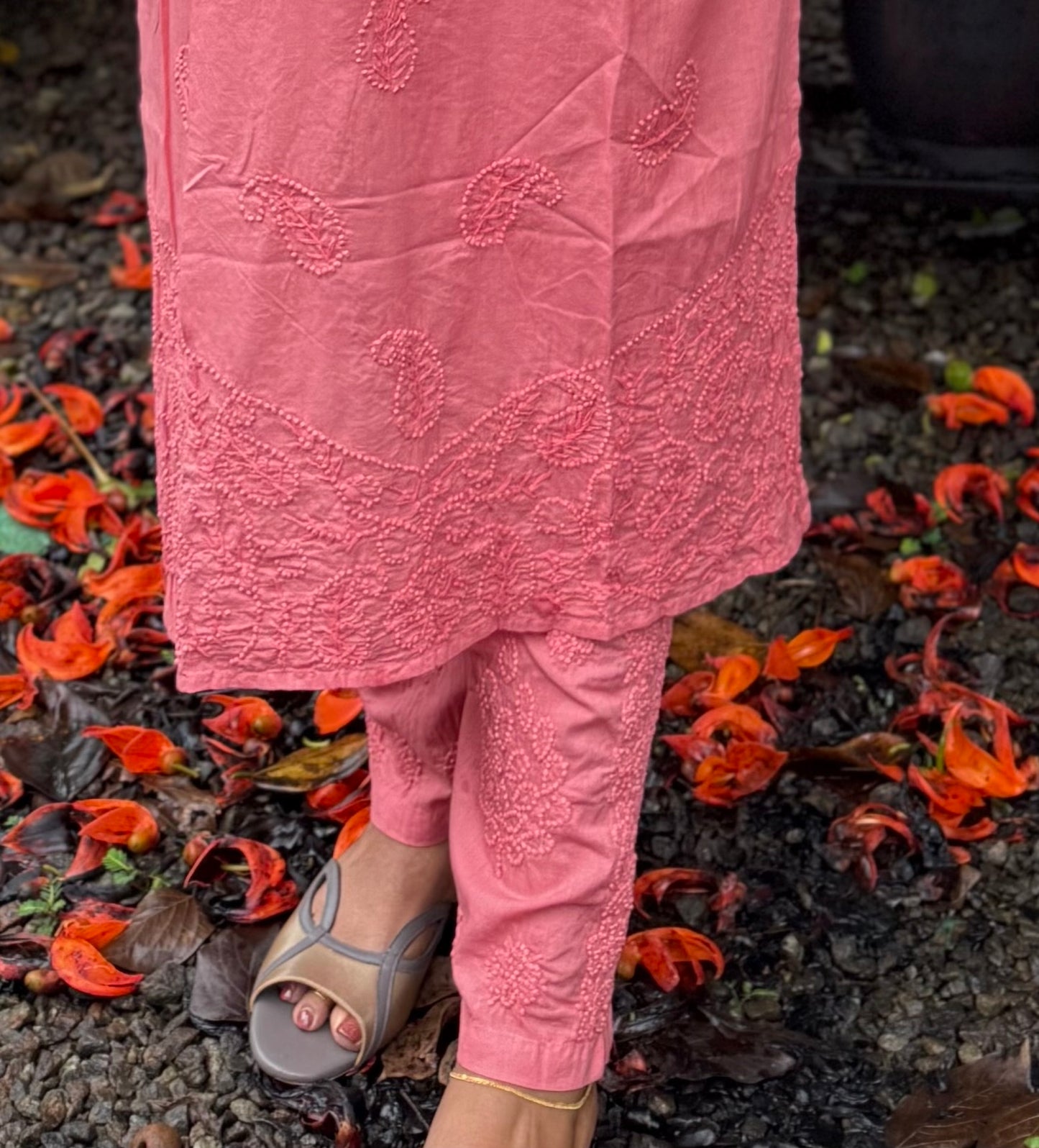 Straight Kurti and pant PRE-ORDER - Neon Peach