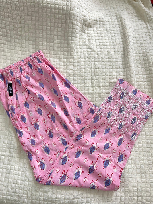 Printed Pants - Pink Blue Block