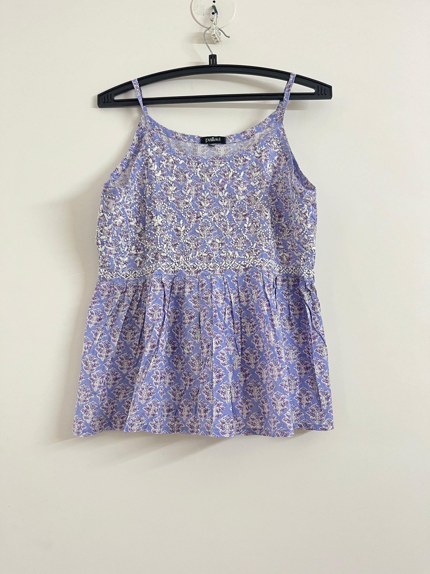 Flared Short Top - Lavender Block