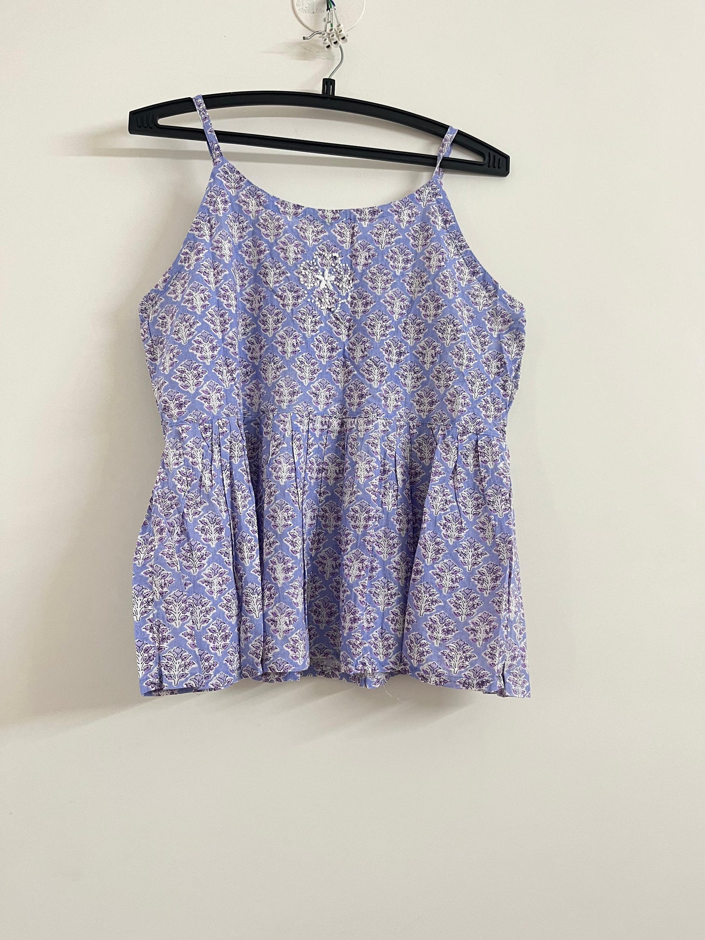 Flared Short Top - Lavender Block