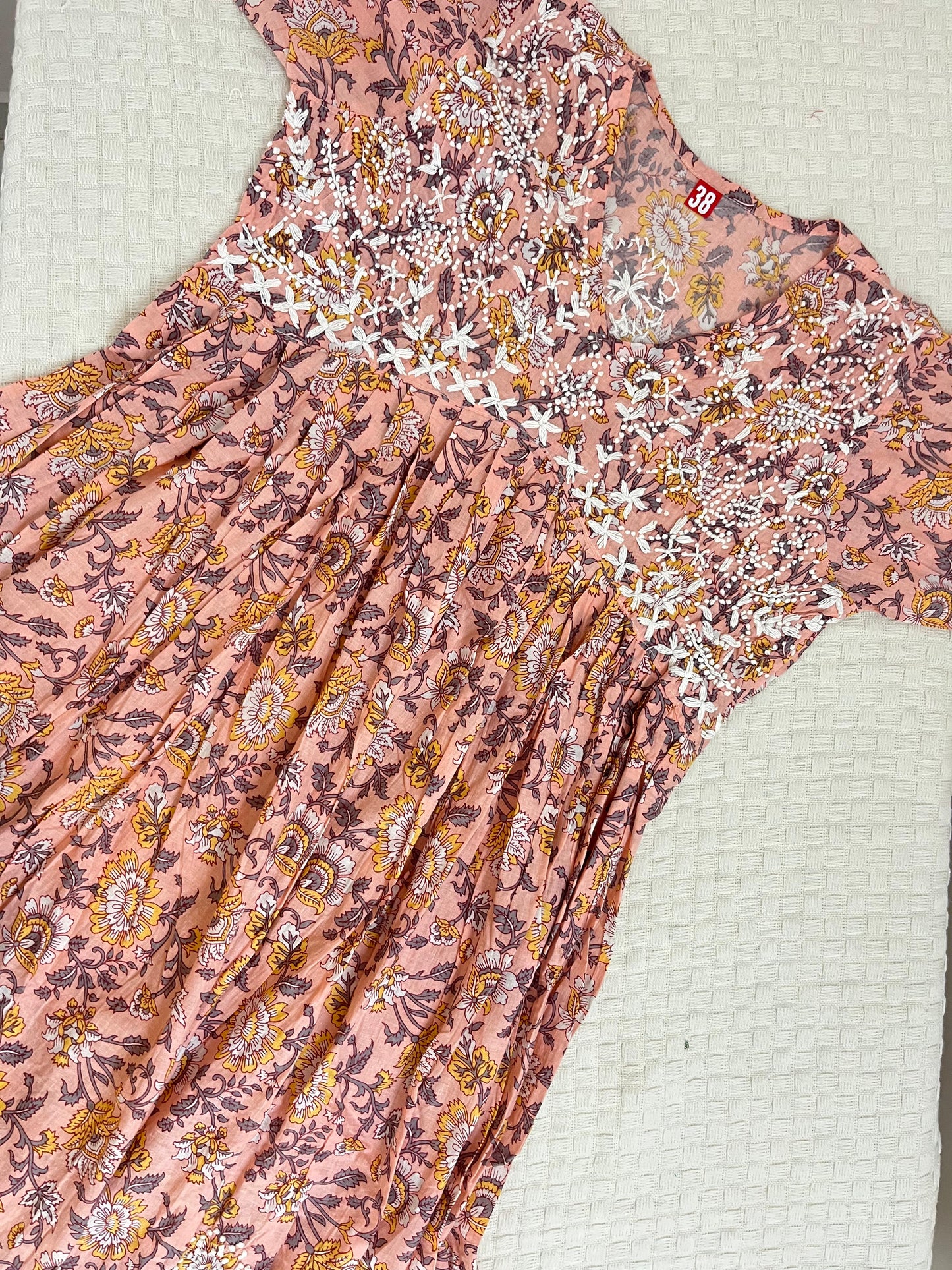 Aliya Cut Dress PRE-ORDER - Floral Peach Black