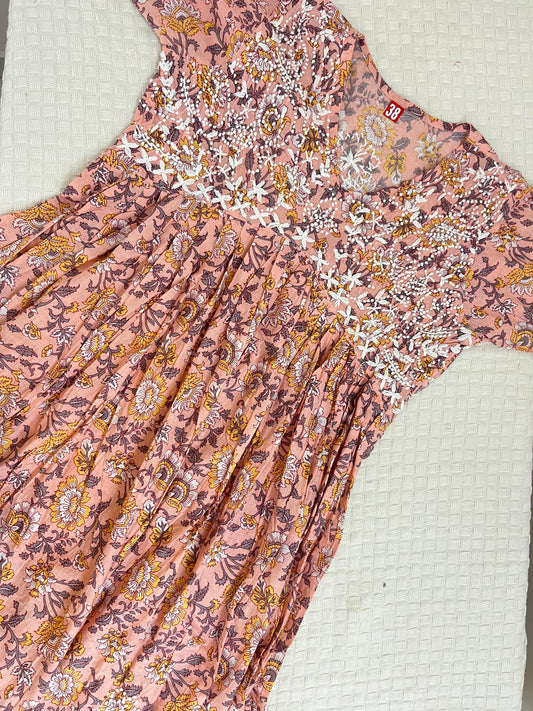 Aliya Cut Dress PRE-ORDER - Floral Peach Black