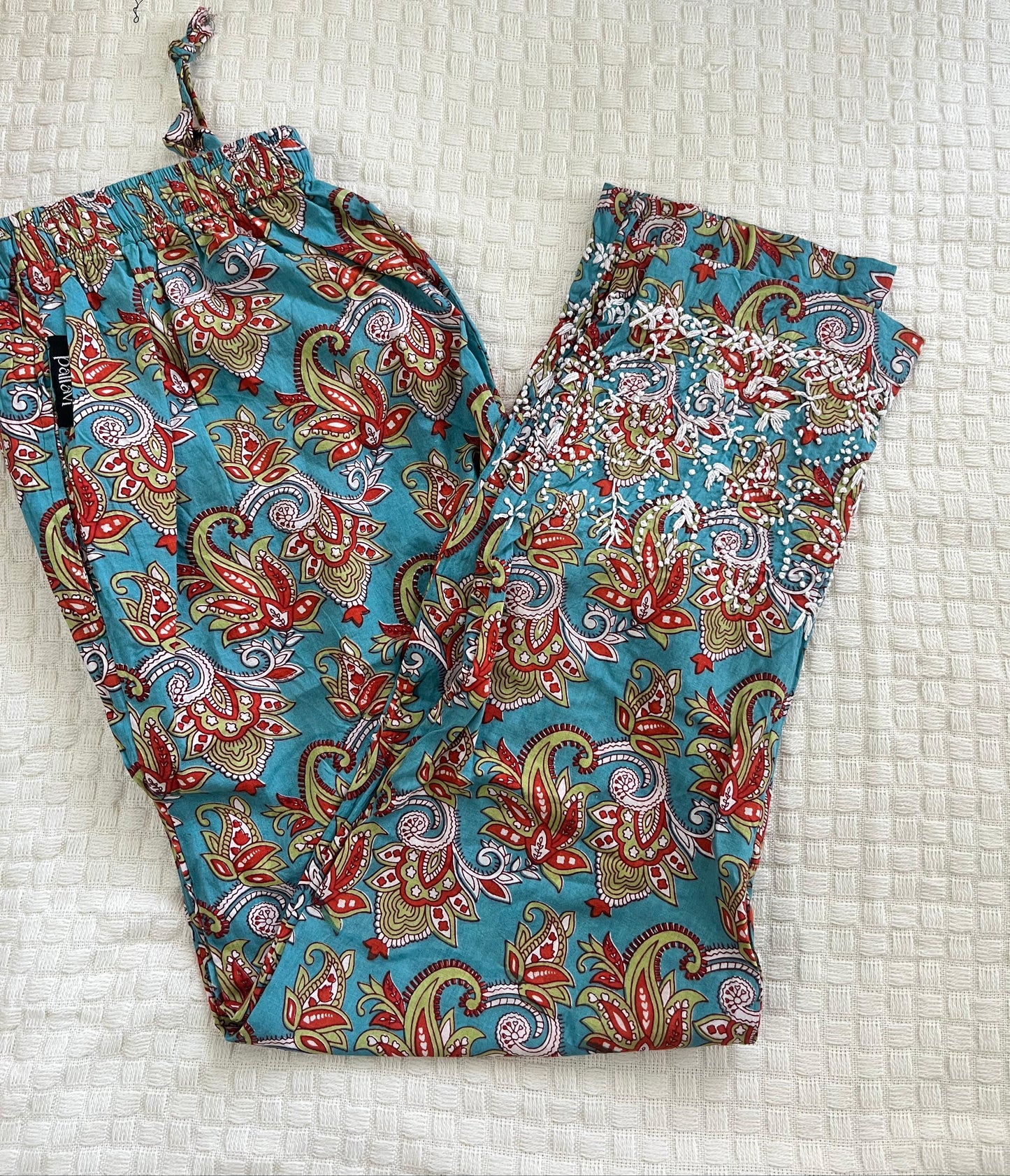 Flared top and pant (Sleeveless) - Floral Teal Red