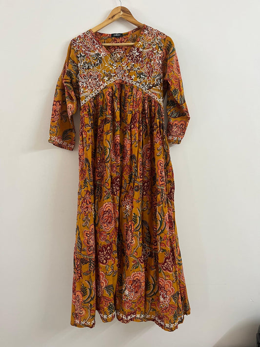 Aliya Cut Dress PRE-ORDER - Floral Yellow Red