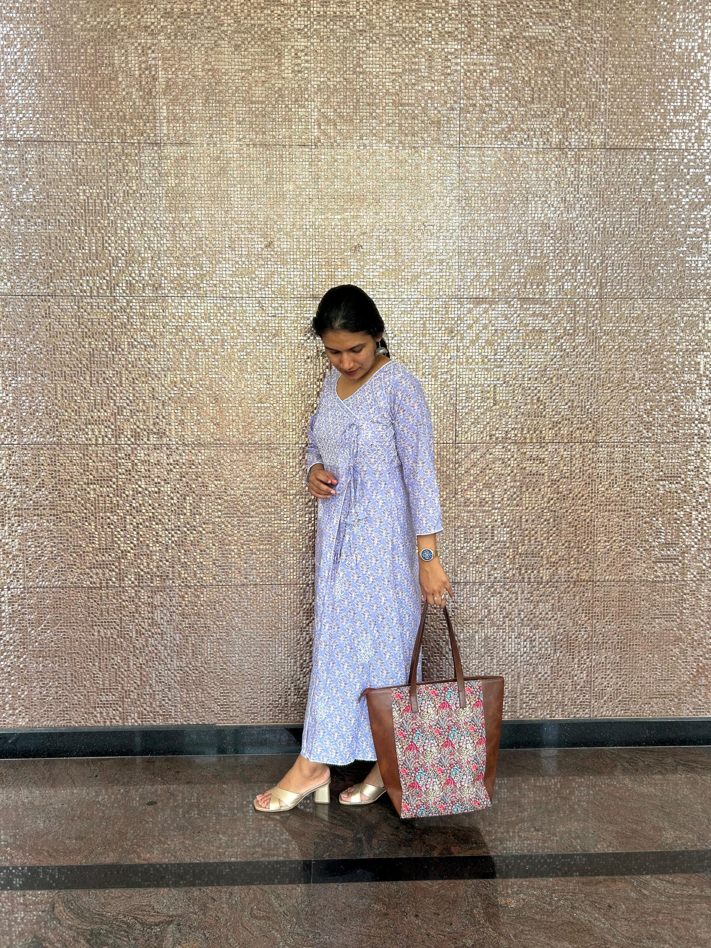 Angrakha Kurti and pant - Lavender Block