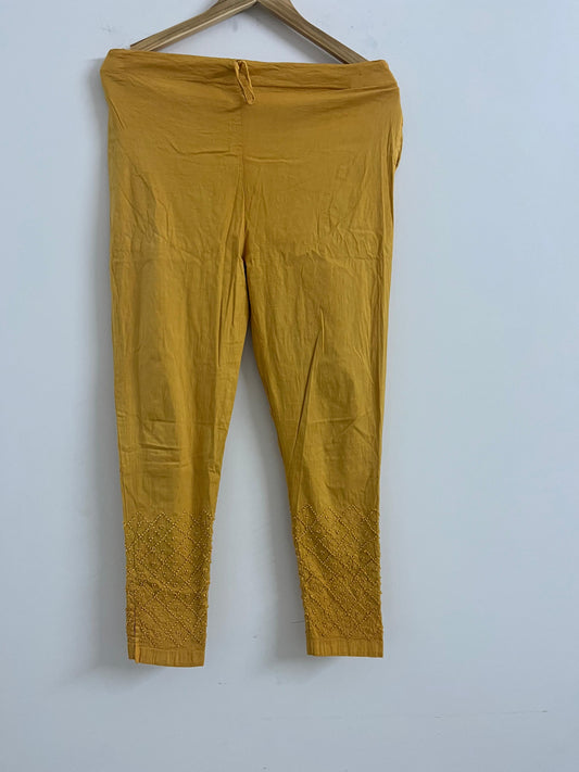 Dyed Pants - Mustard Yellow Cross pattern 8"