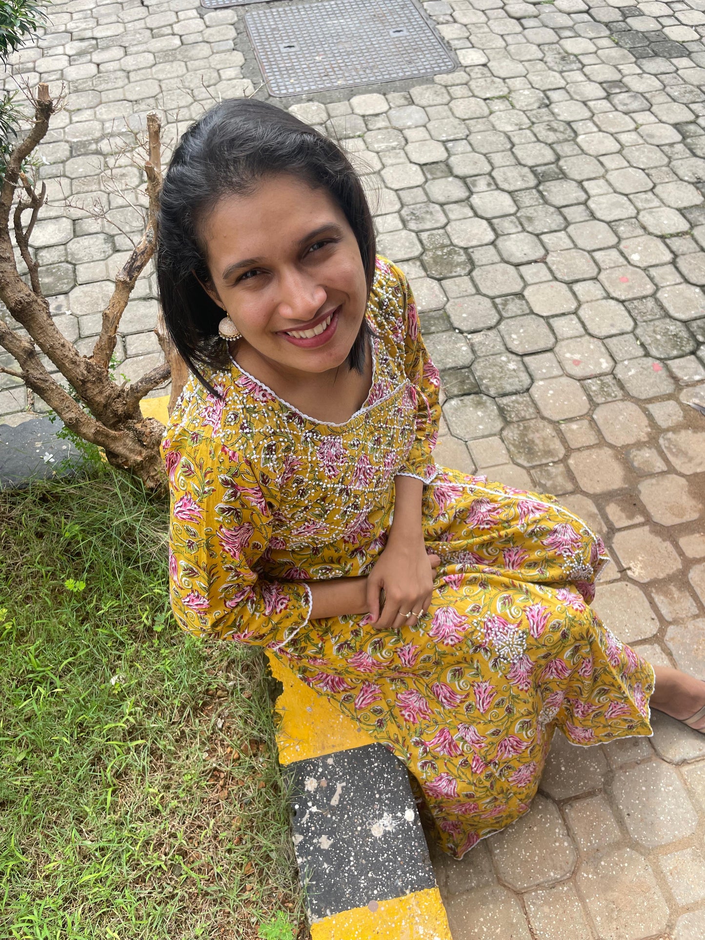 Angrakha PRE-ORDER - Floral Mustard Yellow 1