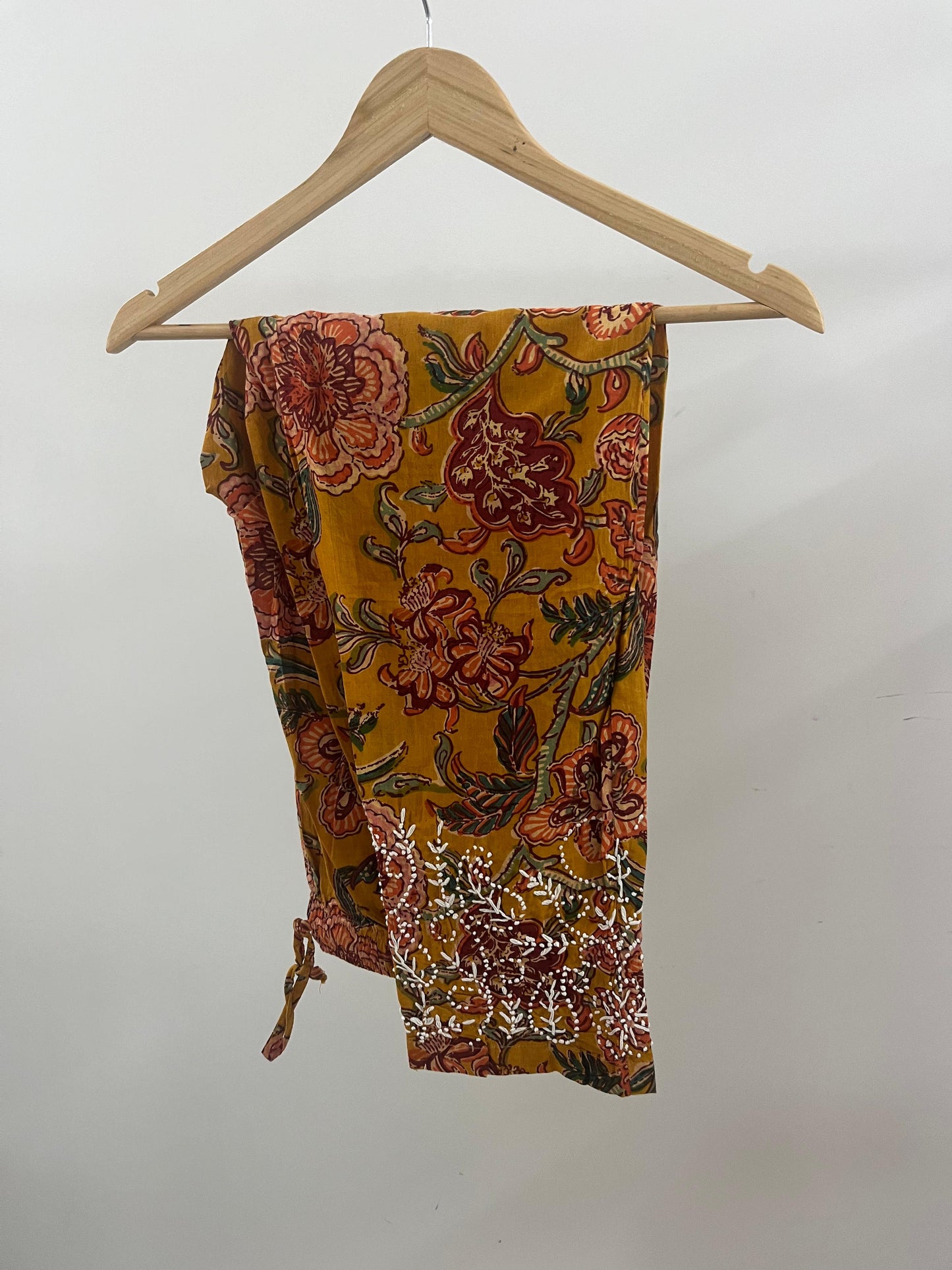 Sleeveless Straight Kurti and pant PRE-ORDER - Floral Yellow Red 2