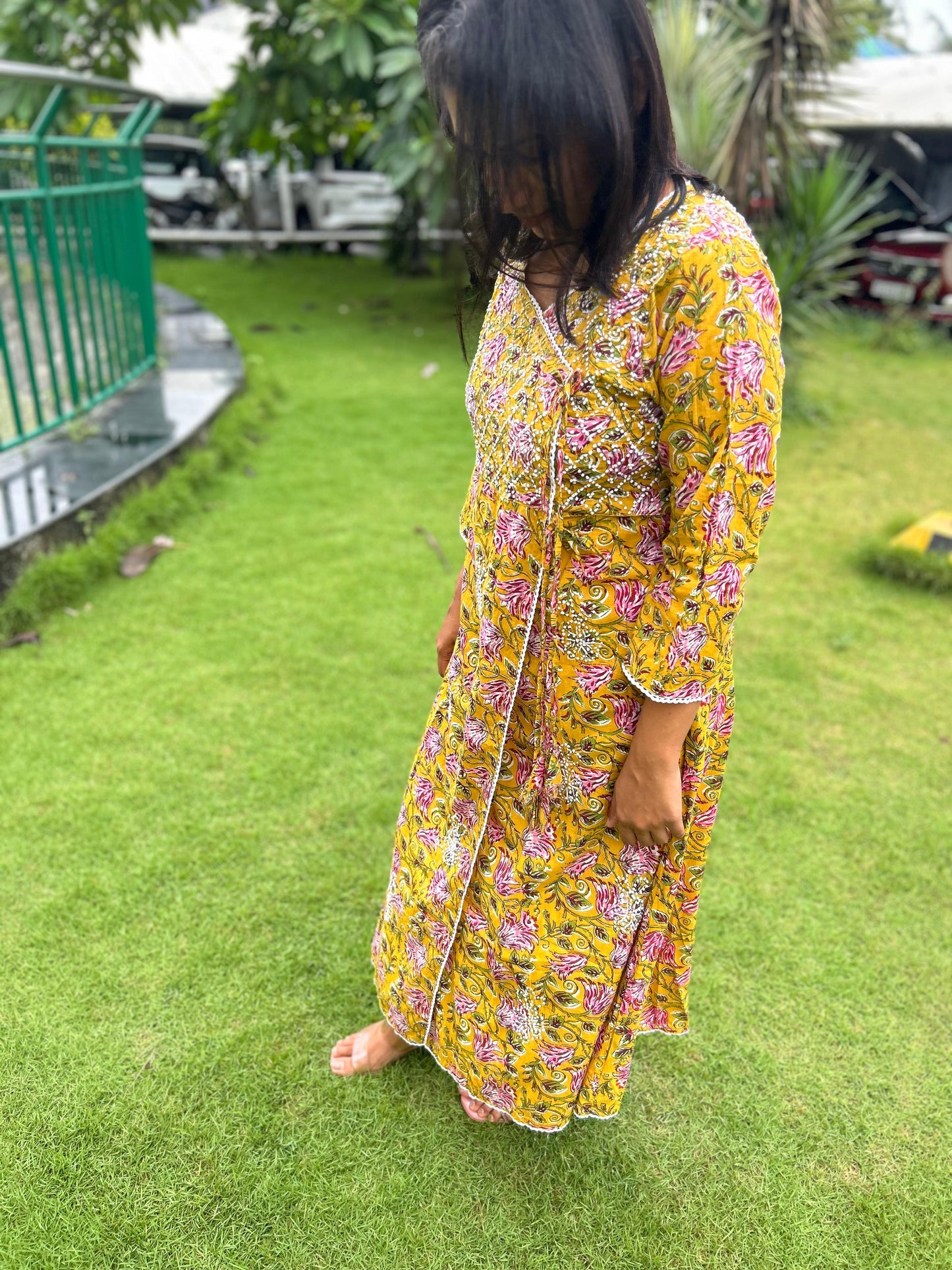 Angrakha PRE-ORDER - Floral Mustard Yellow 1