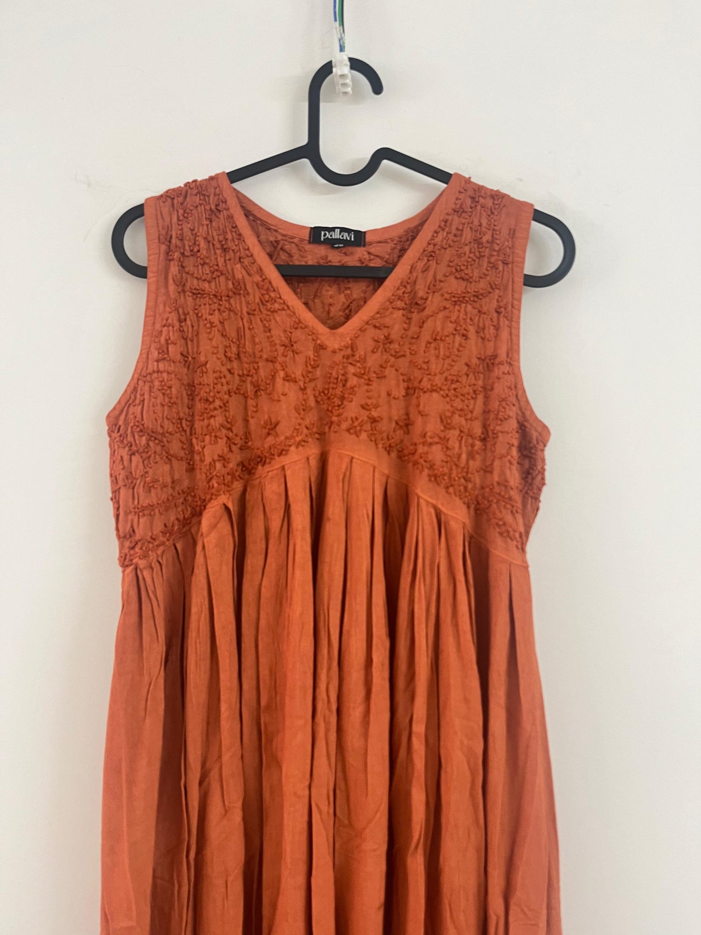 Aliya Cut Sleeveless PRE-ORDER (with work on front and back) - Rust Orange