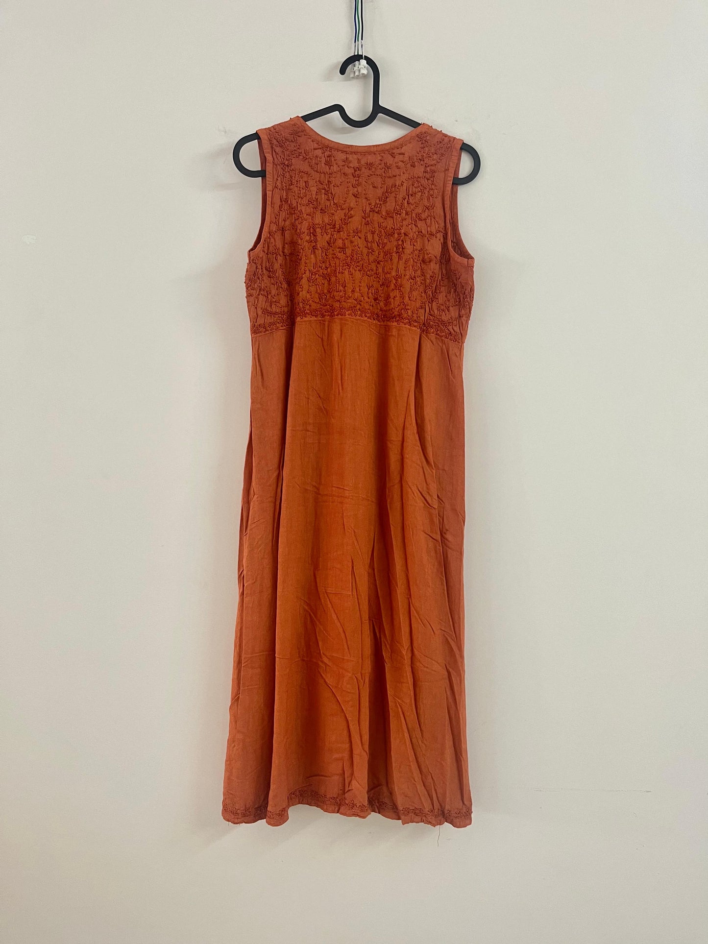 Aliya Cut Sleeveless PRE-ORDER (with work on front and back) - Rust Orange