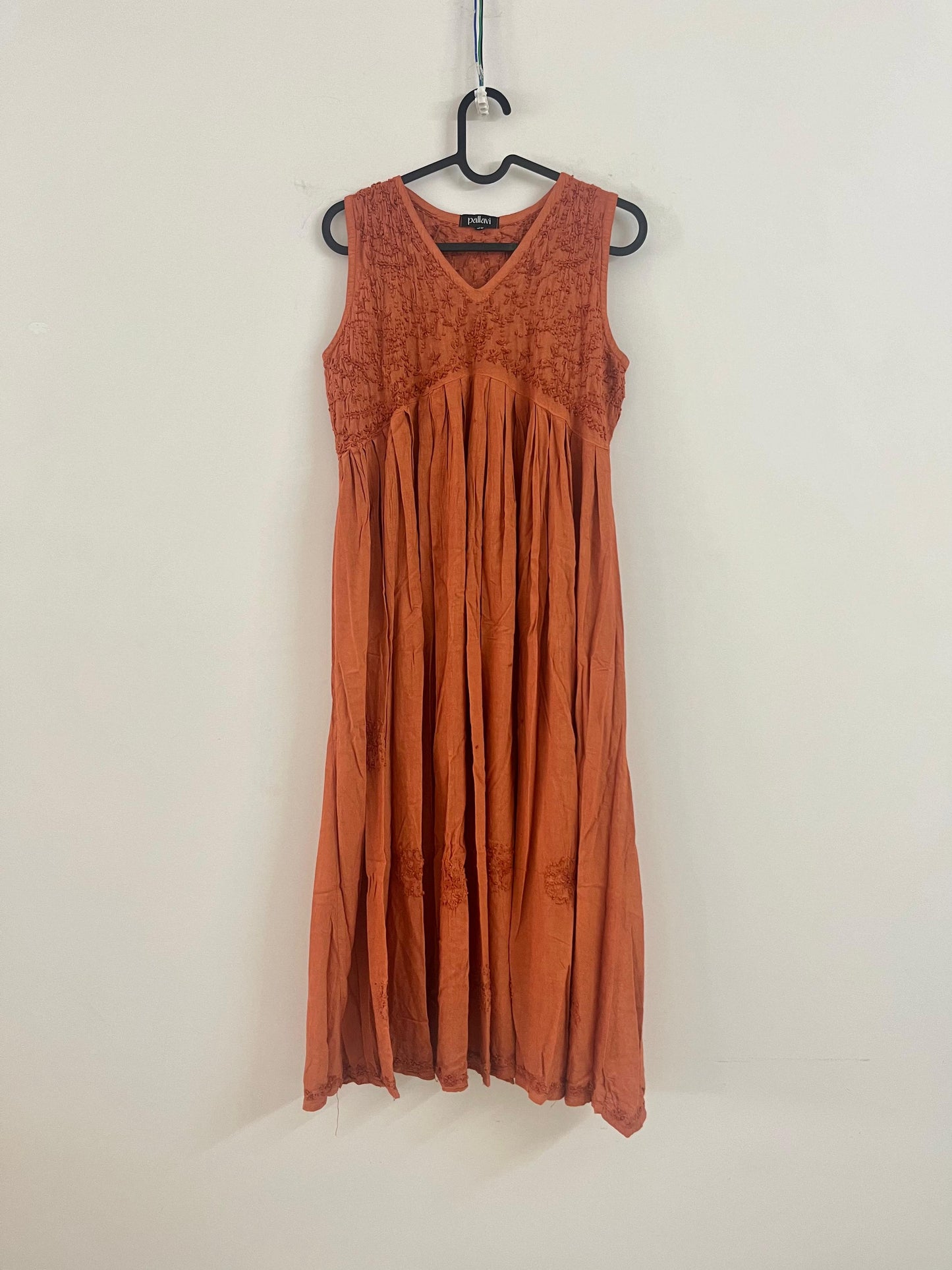 Aliya Cut Sleeveless PRE-ORDER (with work on front and back) - Rust Orange