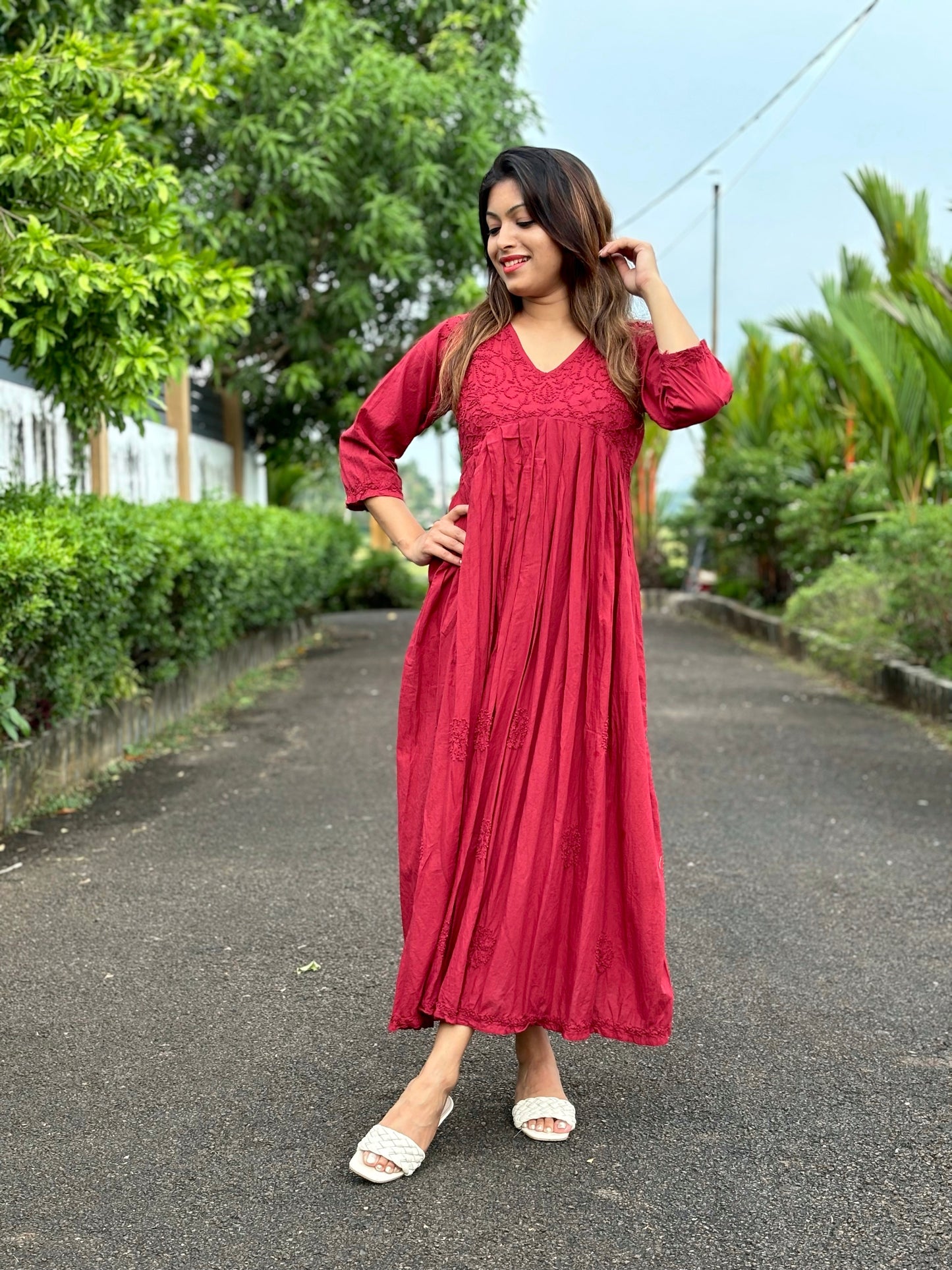 Aliya Cut Kurti/Dress - Maroon