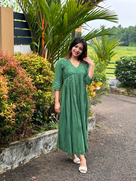 Aliya Cut Kurti/Dress - Green