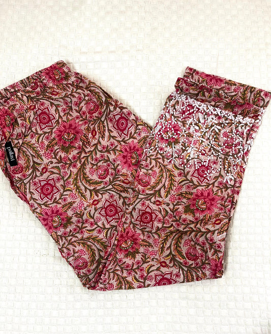 Printed Pants PRE-ORDER - Floral Peach Red