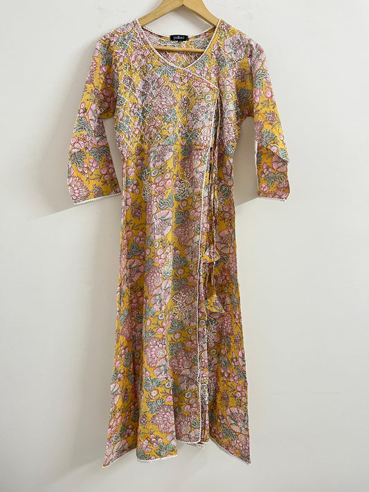 Angrakha - Floral Yellow pink