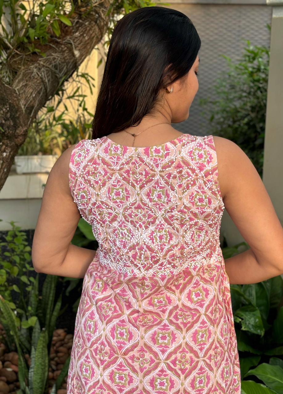 Sleeveless Aliya cut dress (with work on front and back) PRE-ORDER - Blushette