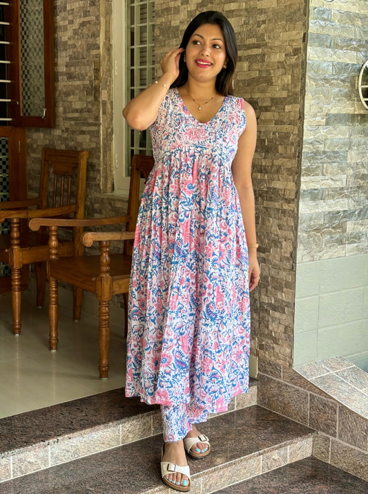 Sleeveless Aliya cut dress (with work on front and back) PRE-ORDER - Varnika