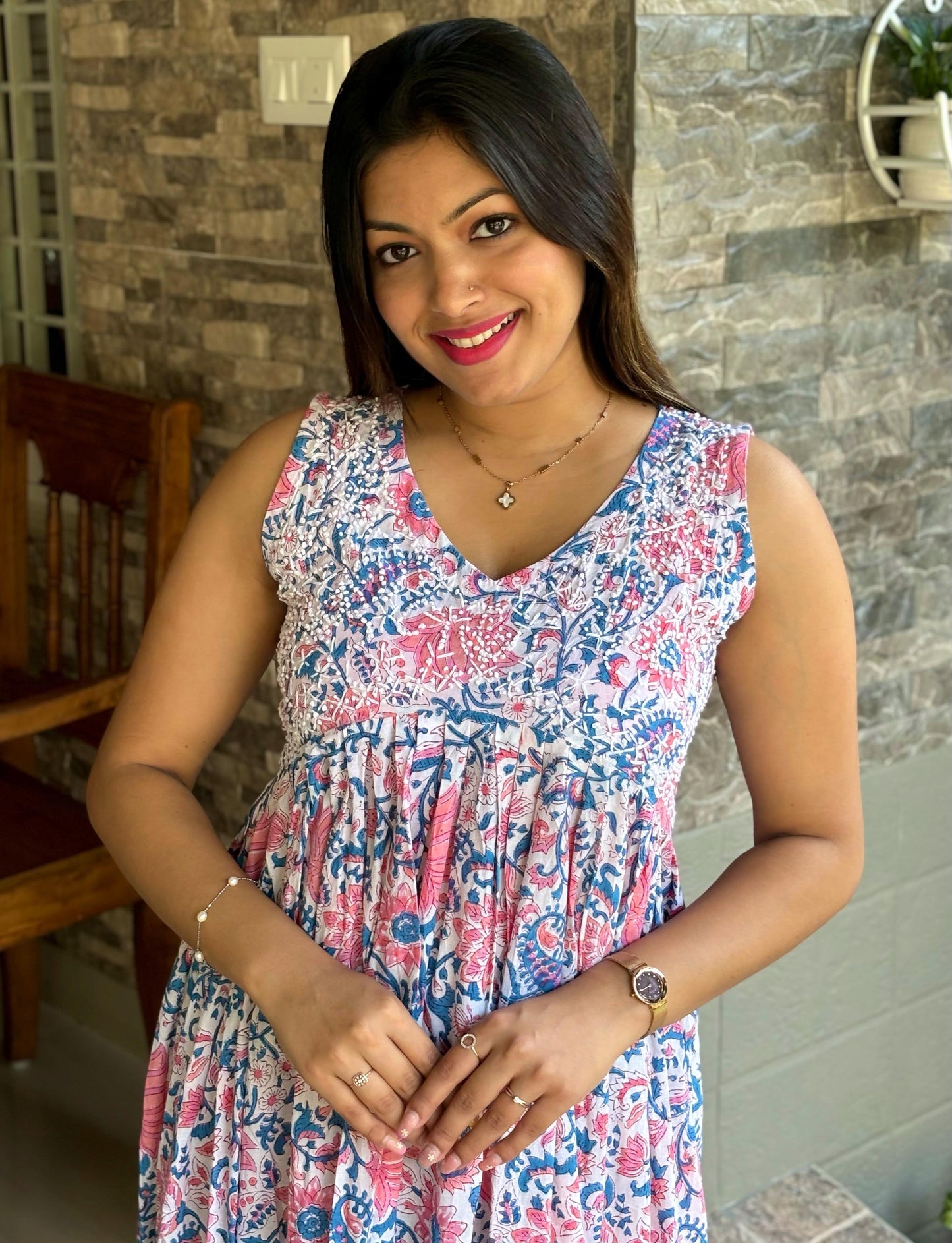 Sleeveless Aliya cut dress (with work on front and back) PRE-ORDER - Varnika