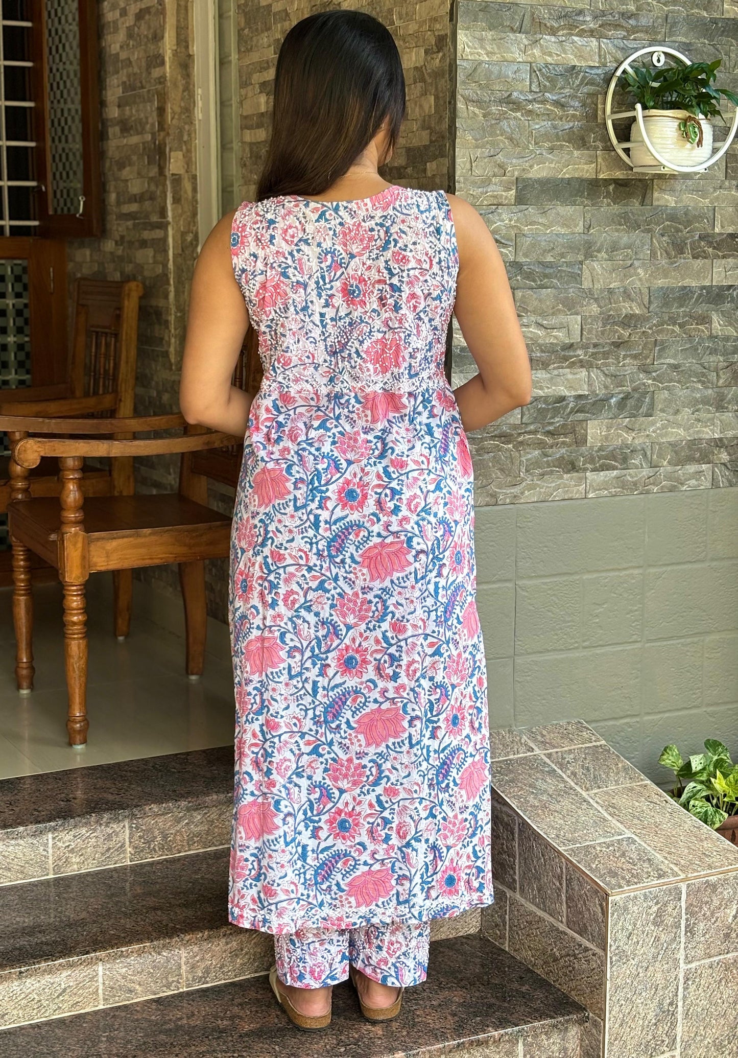 Sleeveless Aliya cut dress (with work on front and back) and pant PRE-ORDER - Varnika