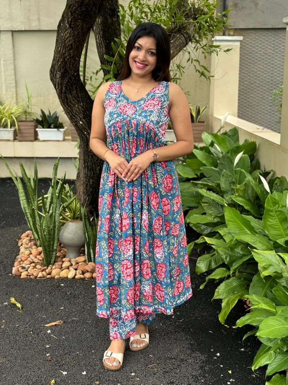 Sleeveless Aliya cut dress (with work on front and back) and pant PRE-ORDER - Pinkbelle