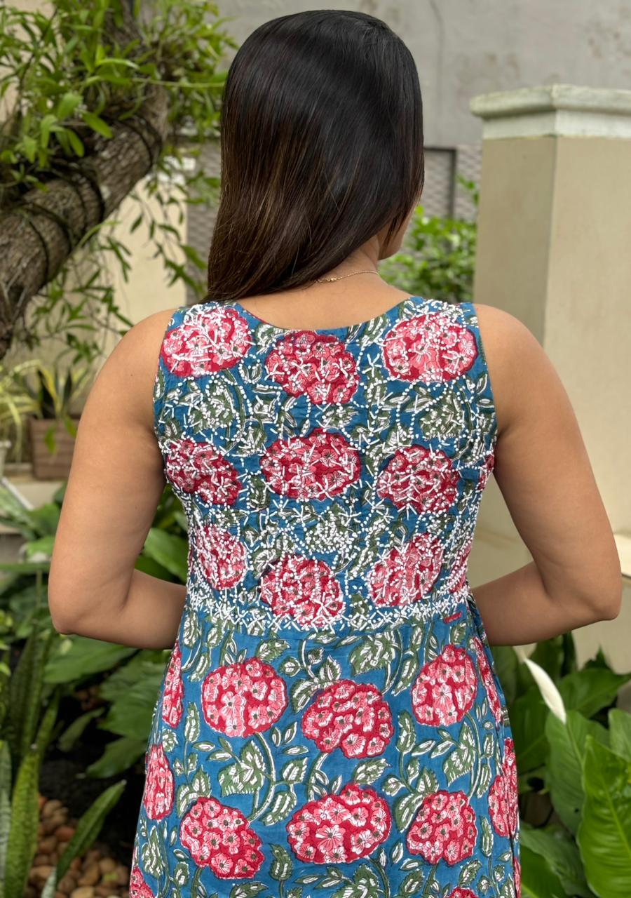 Sleeveless Aliya cut dress (with work on front and back) and pant PRE-ORDER - Pinkbelle